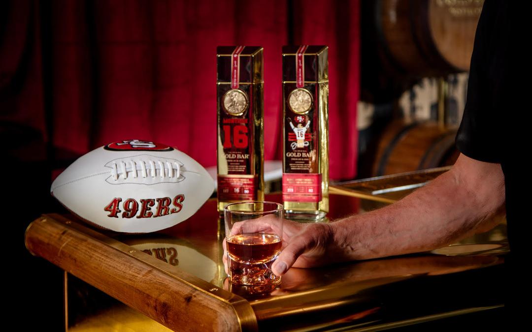 GOLD BAR BLENDED AMERICAN WHISKEY PREMIUM BLEND JOE MONTANA