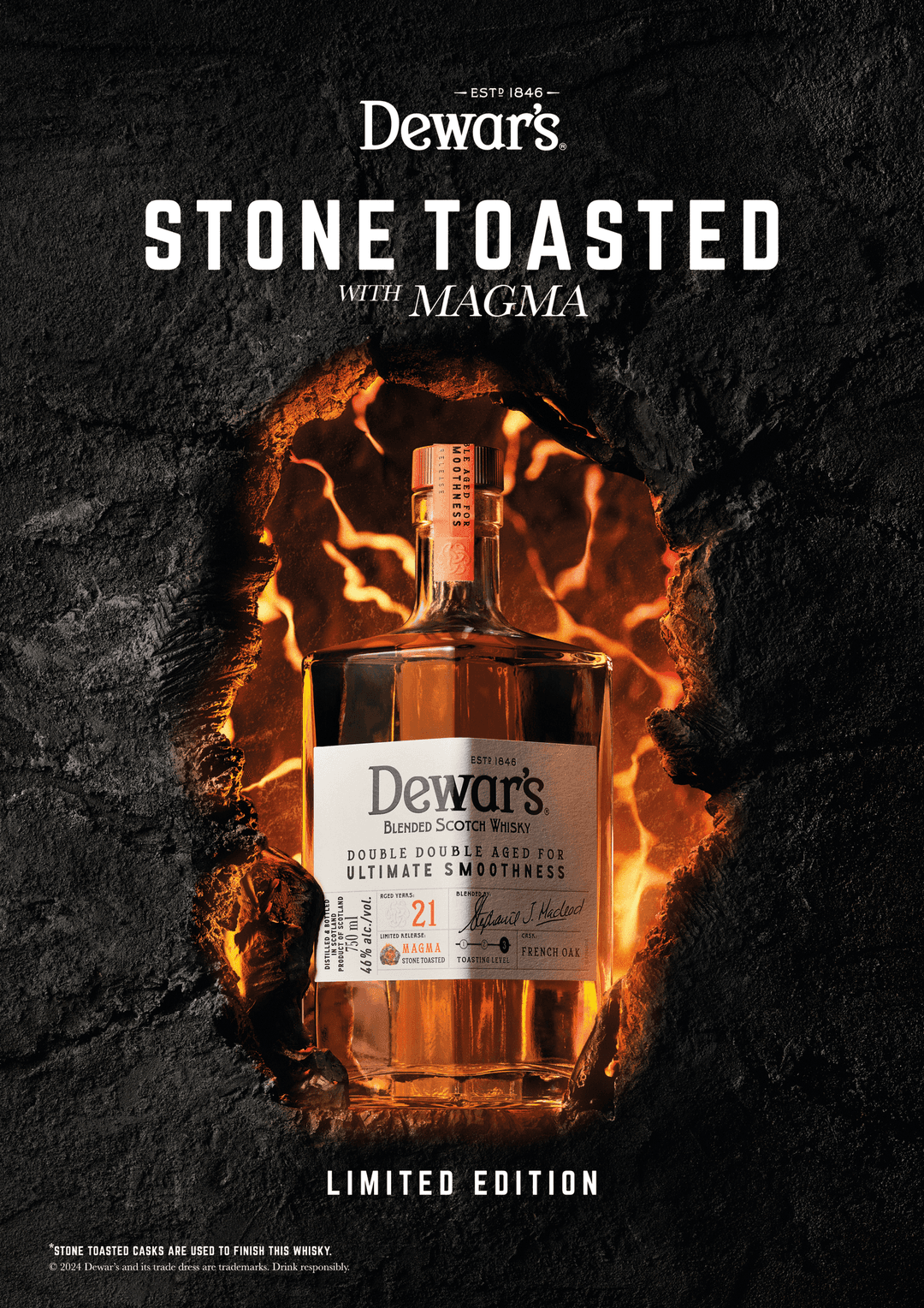 DEWAR'S DOUBLE DOUBLE 21 YEAR OLD, MAGMA STONE TOASTED FRENCH OAK, LEVEL 3