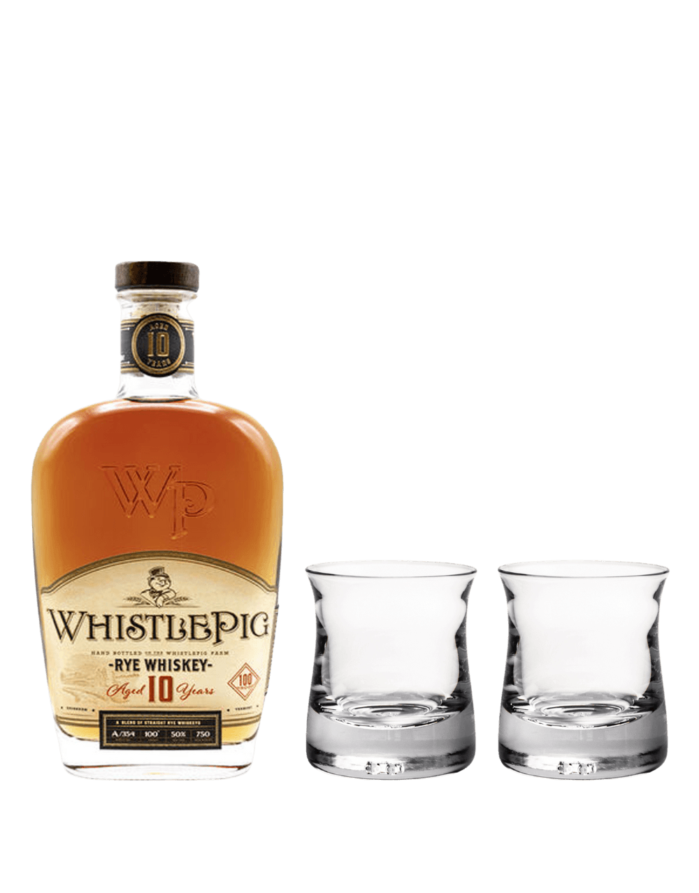 WHISTLEPIG 10 YEAR 100 PROOF RYE WHISKEY AND SIMON PEARCE SHOREHAM WHISKEY SET BUNDLE